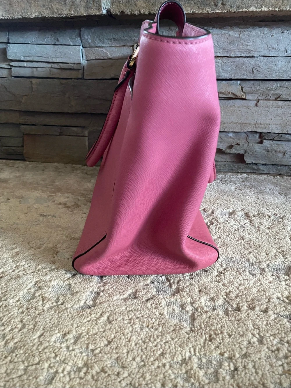 Michael Kors EMMY Large DOUBLE HANDLE TOTE Leather Handbag Purse Tulip Pink - Picture 5 of 15